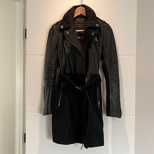 BCBG leather trench coat